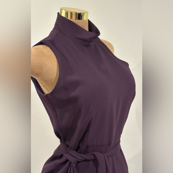 Sara Campbell Purple Plum Sheer Dress Tie In Front Turtleneck Zip On Side  Sz 6. - Picture 6 of 17
